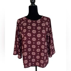 𝅺Papermoon Larie Crew Neck Blouse - Maroon - Size Small